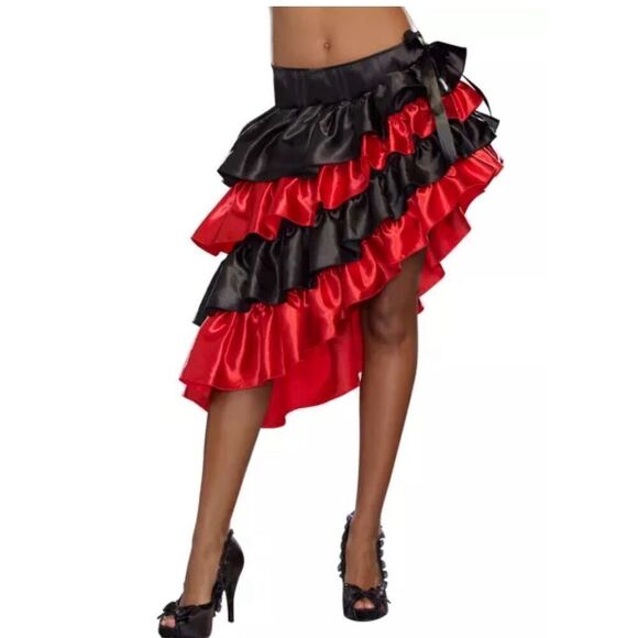 Spirit Halloween Ruffled Red and Black Skirt Nwt Size Small Asymmetrical - Picture 1 of 5